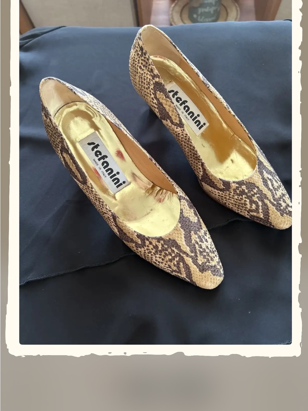 Stefanel Brown Snake-Print Pointed Toe Heels
